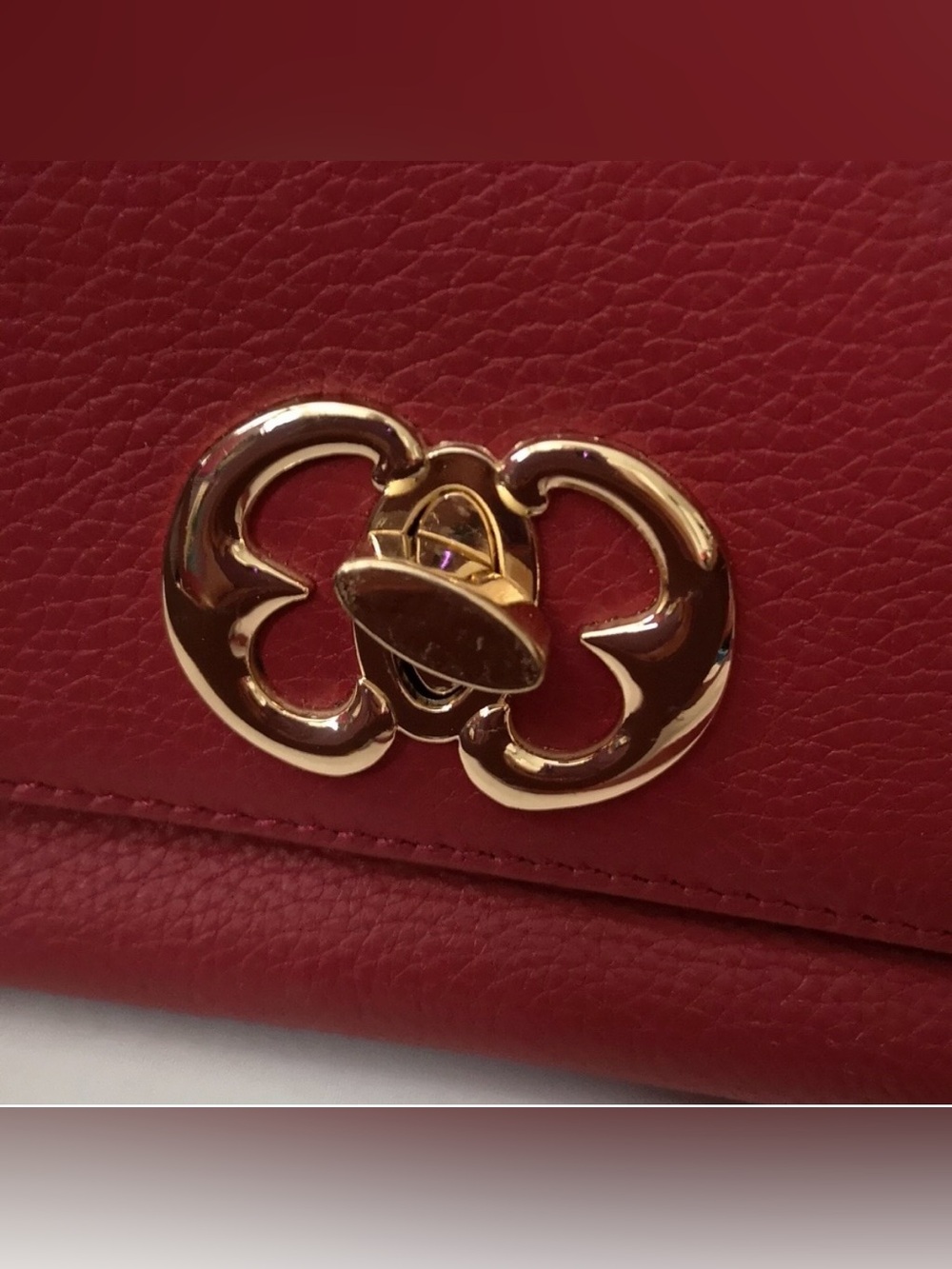Emma Fox Burgundy Leather Shoulder Bag with Gold Accent - Picture 8 of 10